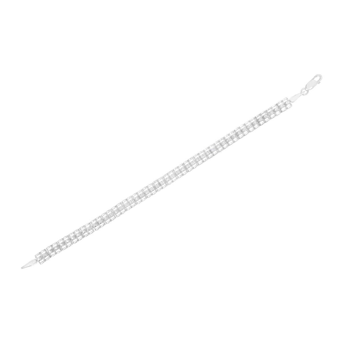 Bracelet tennis à double maillon en argent sterling 925 avec diamants taille ronde 1/4 ct (clarté IJ, couleur I2-I3) - Taille 7"