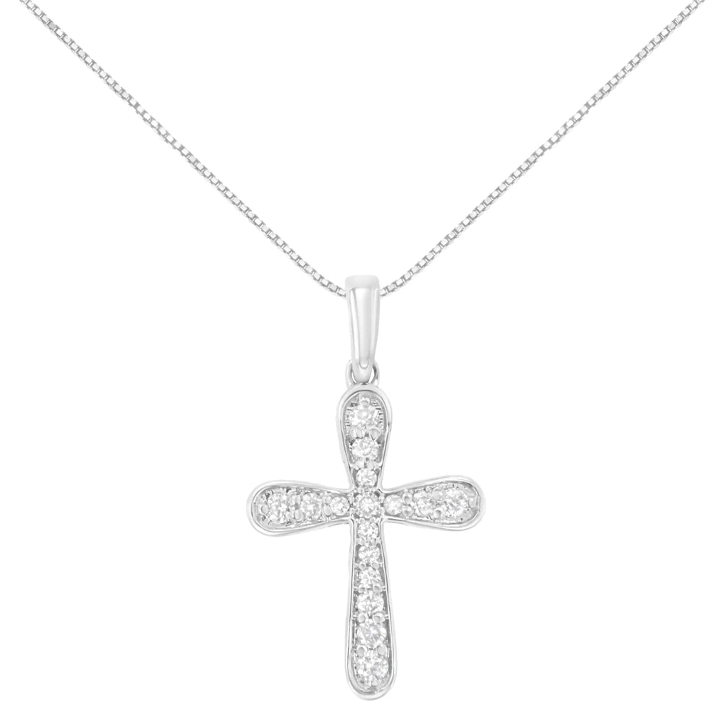 Collier pendentif croix incrusté de diamants 1/4 ct en argent sterling 925 de 18 po (couleur IJ, pureté I1-I2)
