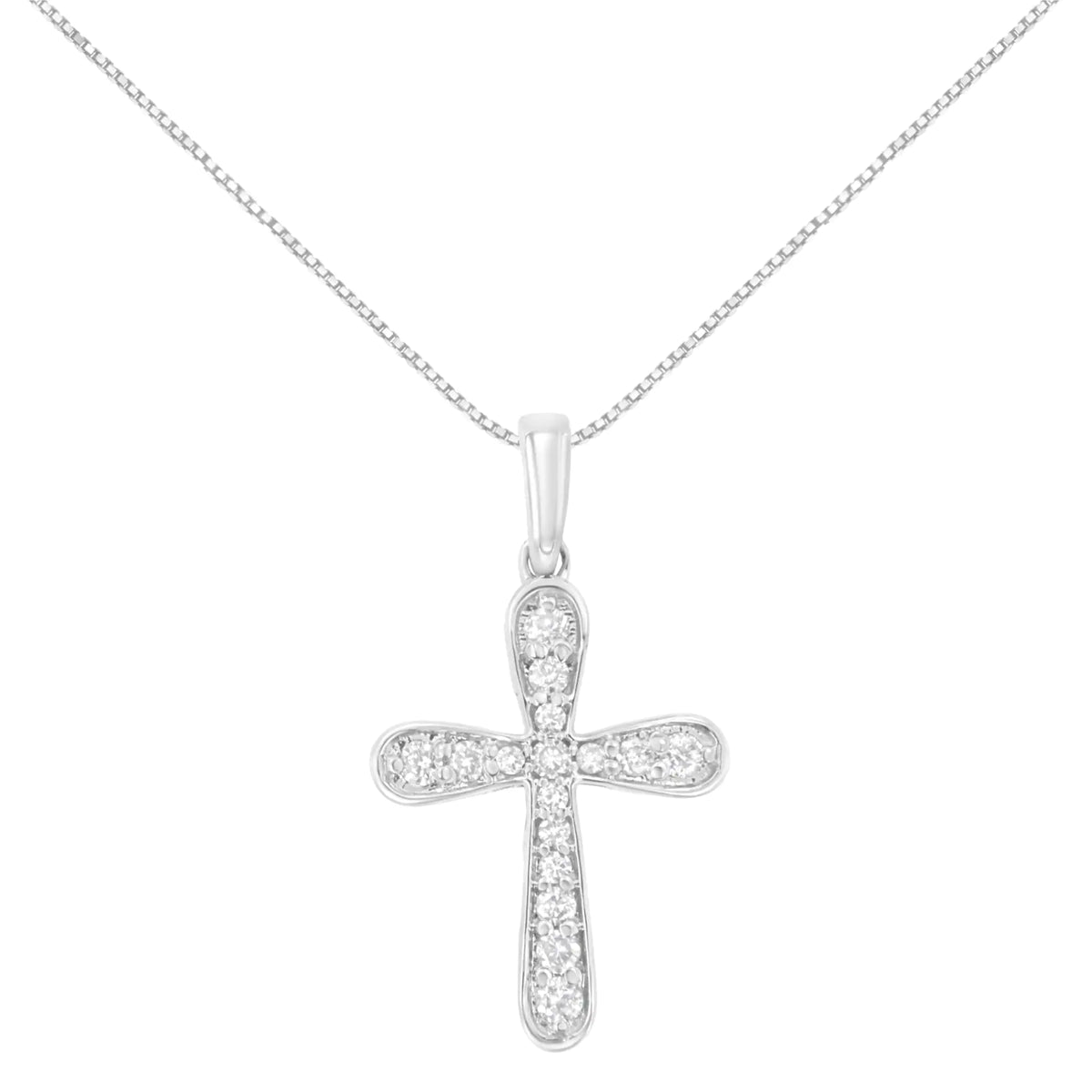 Collar con colgante de cruz de 18" con incrustaciones de diamantes de 1/4 ct en plata esterlina 925 (color IJ, claridad I1-I2)