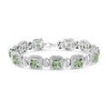 Bracelet de tennis en argent sterling 925 avec améthyste verte taille coussin 7 x 7 mm et diamant taille simple 1/10 ct de forme carrée (couleur IJ, pureté I1-I2) - 7"