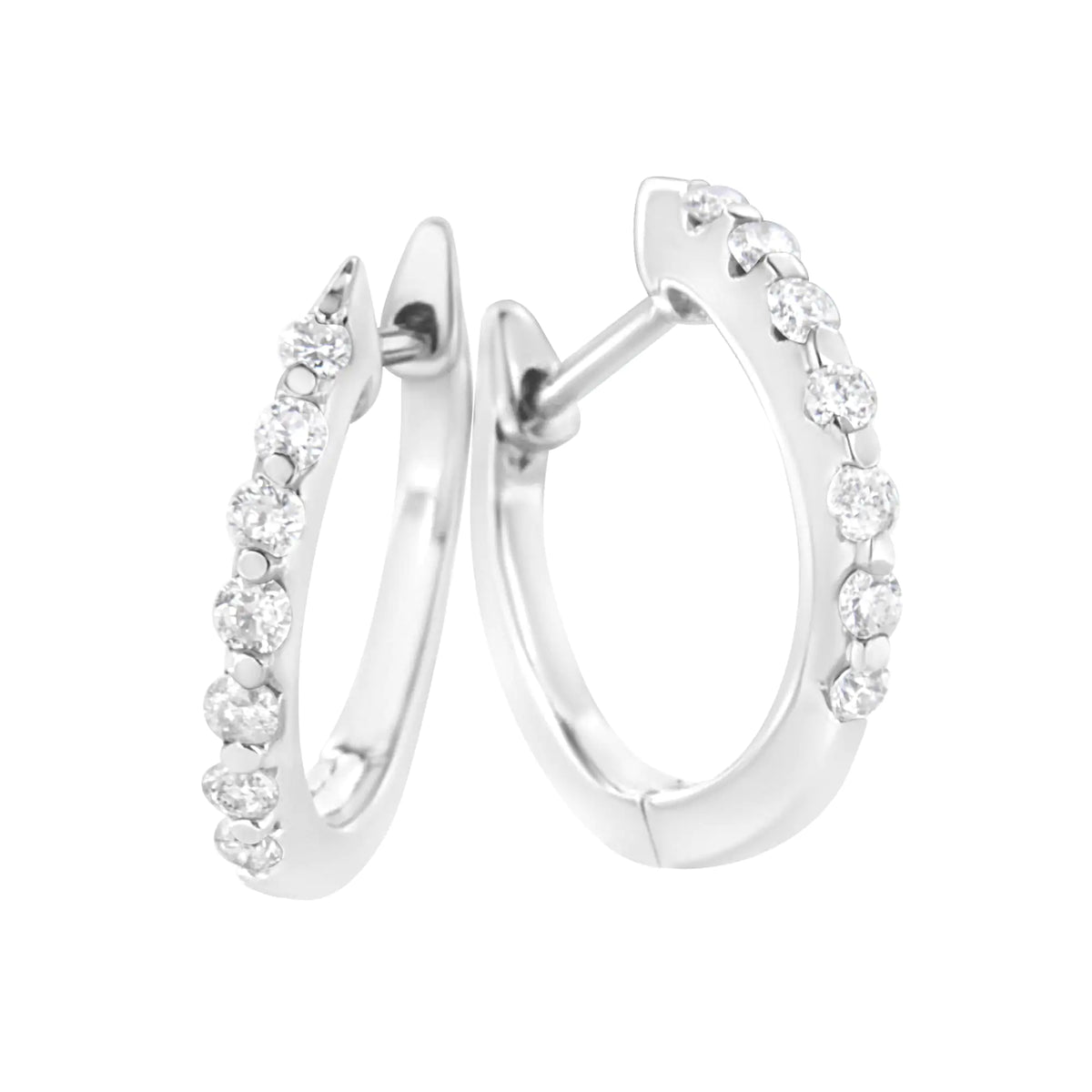 Aros tipo aro con diamantes cultivados en laboratorio de 1/4 ct en plata esterlina 925 (color FG, claridad VS2-SI1)