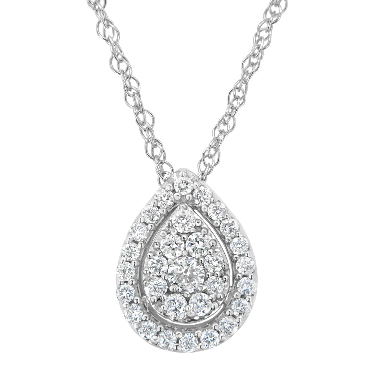 Collar con colgante de gota de diamante cultivado en laboratorio de 3/8 ct en plata esterlina 925 (color FG, claridad VS2-SI1)