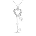 Collier pendentif en argent sterling 925 avec serrure et clé en diamant 1/4 ct 18" (couleur IJ, clarté I3)
