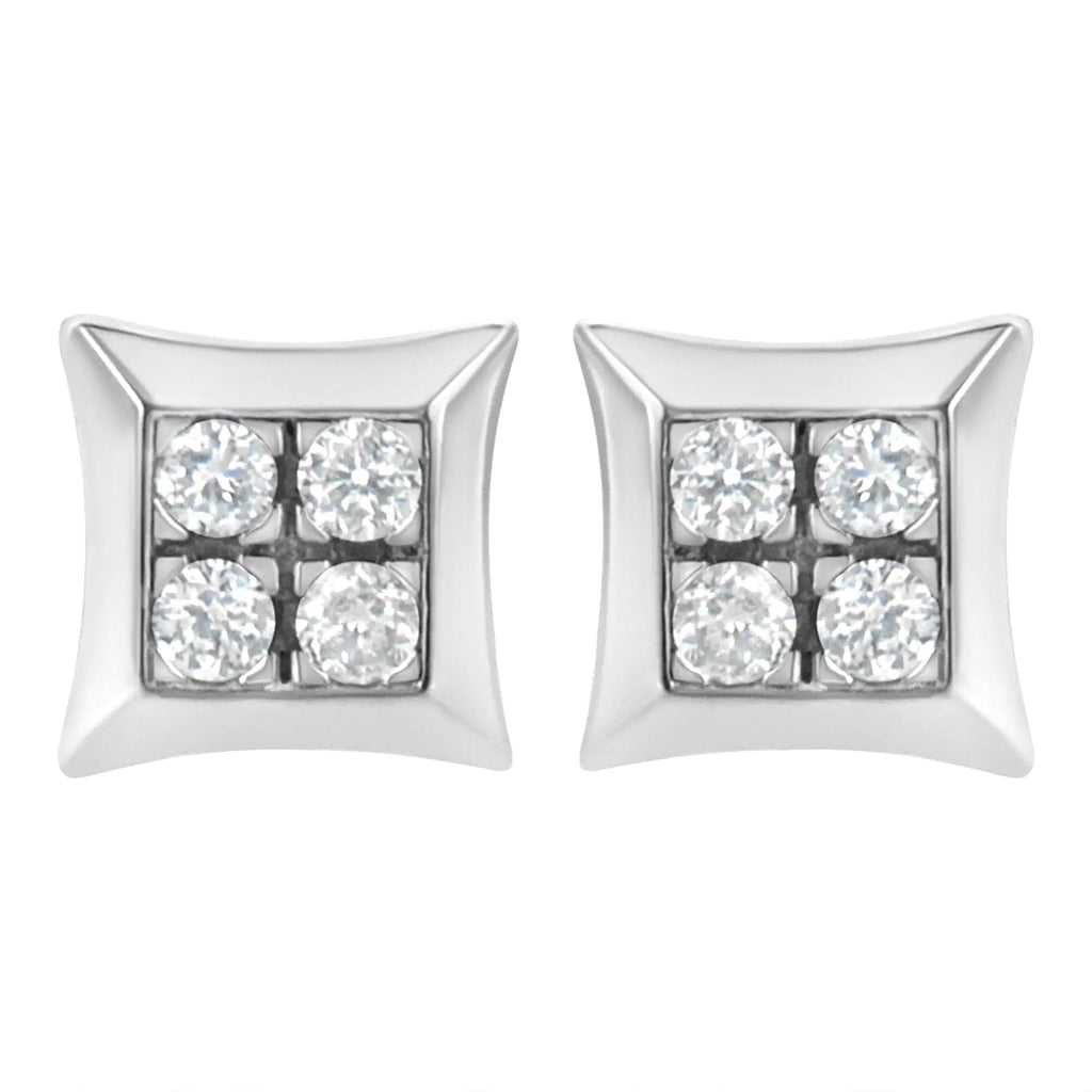 Boucle d'oreille en argent sterling 925 avec diamants cultivés en laboratoire de 1/4 ct (couleur FG, pureté VS2-SI1)