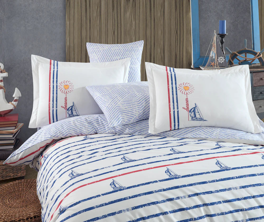 Juego de funda nórdica para cama de matrimonio de popelina blanca Hobby Olimpia
