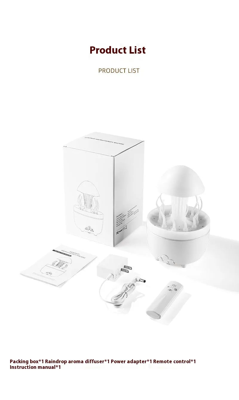 Difusor de aroma con forma de gota de agua giratoria, lámpara de noche colorida