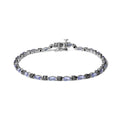 Pulsera de eslabones de tanzanita azul y diamantes negros de 1 1/2 ct en plata esterlina 925 (claridad I2-I3, color negro) - Tamaño 7,25"