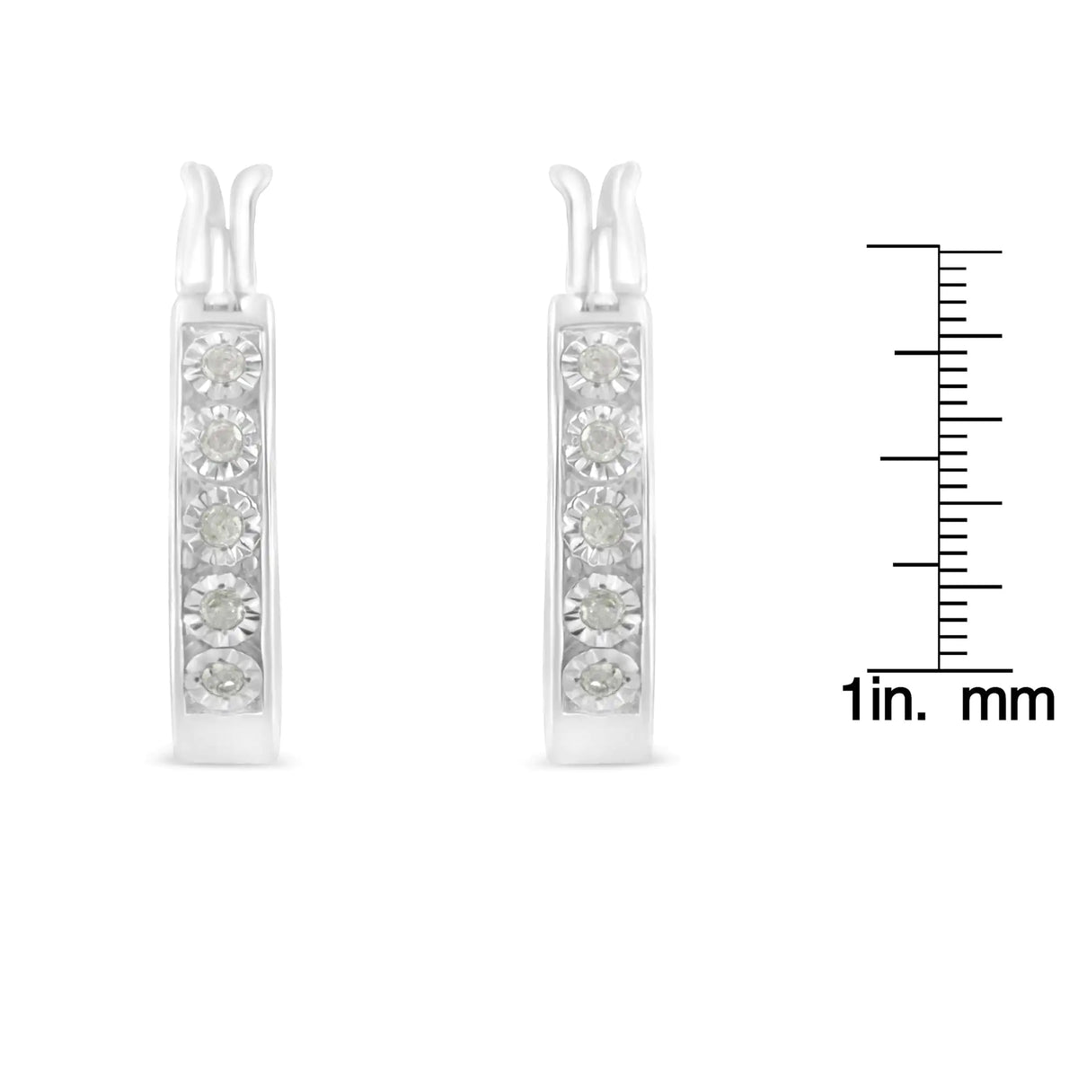 .925 Sterling Silver 1/10 Cttw Miracle Set Diamond Full Circle Hoop Earrings (I-J Color, I3 Clarity)