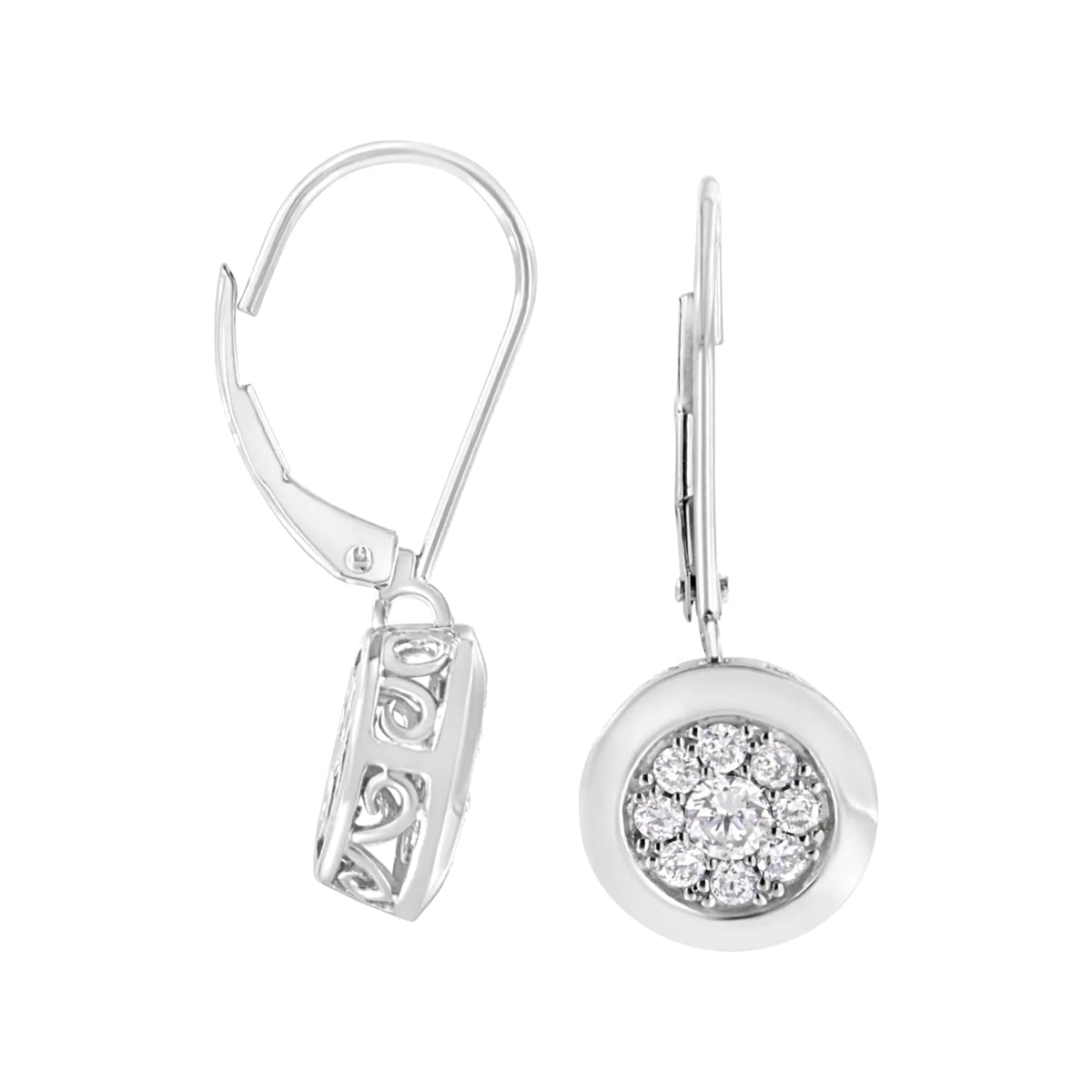 Aros colgantes de diamantes cultivados en laboratorio de 3/4 ct en plata esterlina 925 (color FG, claridad VS2-SI1)