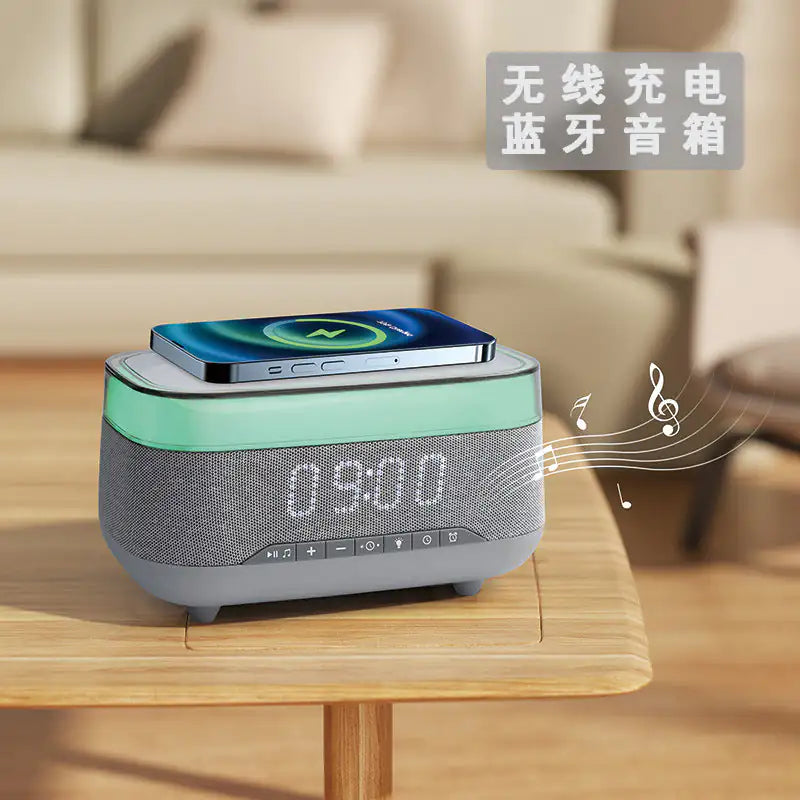 Réveil audio LED à ondes sonores, haut-parleur Bluetooth et chargeur sans fil