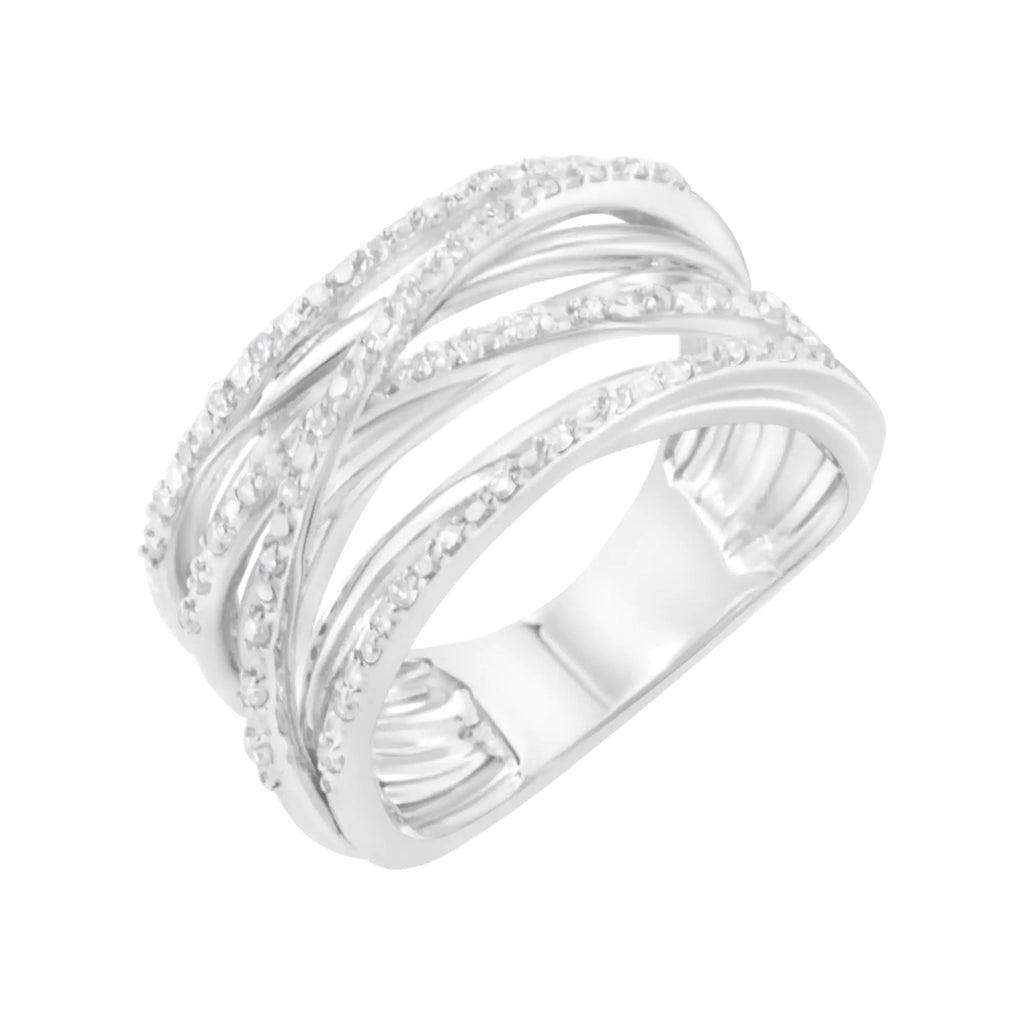 Bague en argent sterling 925 avec diamants taille ronde sertis à griffes de 1/4 ct (couleur IJ, pureté I1-I2)