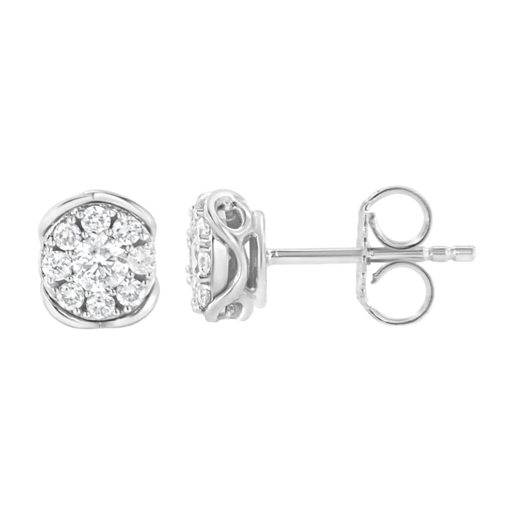 .925 Sterling Silver 1/2 cttw Lab Grown Diamond Composite Earring (F-G Color, VS2-SI1 Clarity)