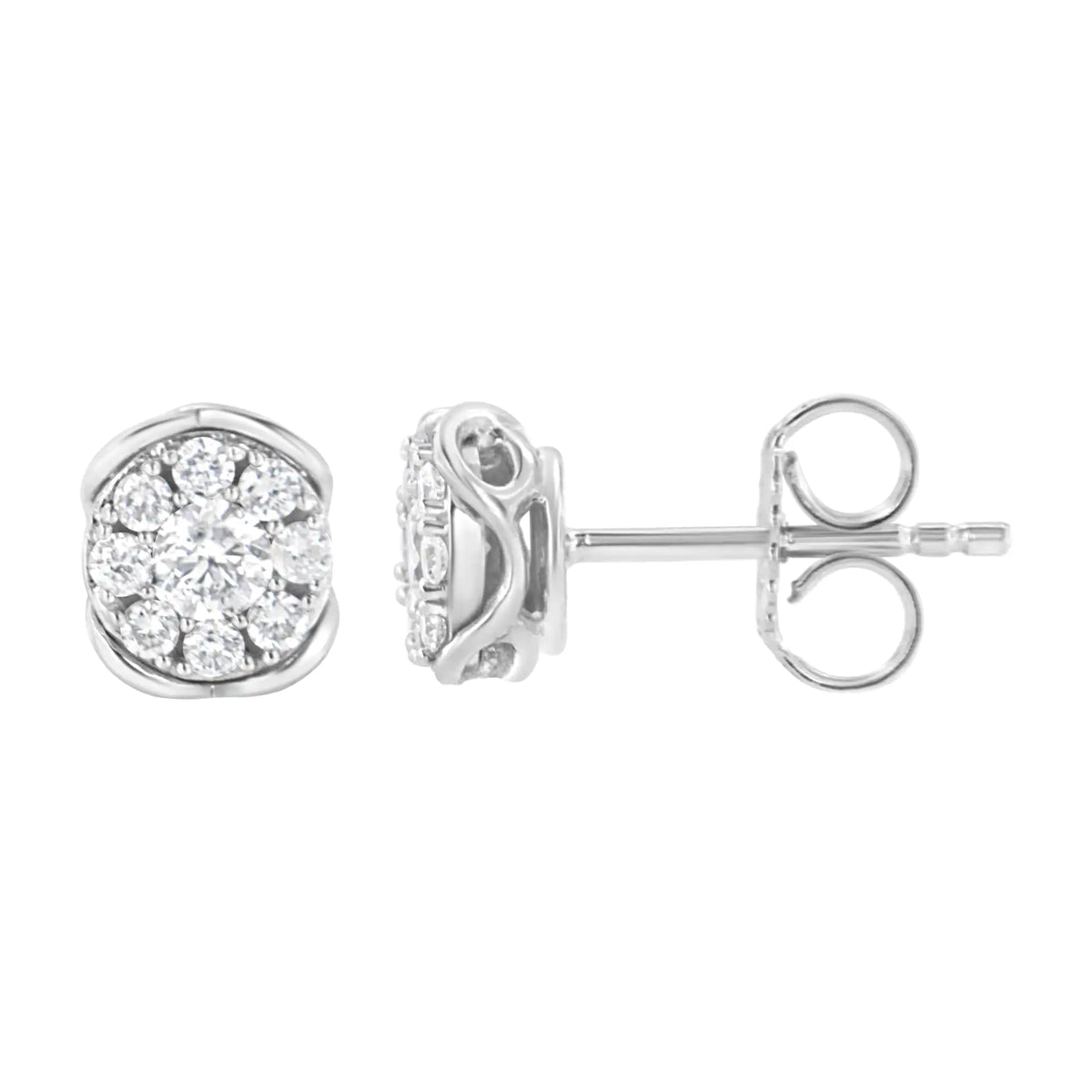 .925 Sterling Silver 1/2 cttw Lab Grown Diamond Composite Earring (F-G Color, VS2-SI1 Clarity)