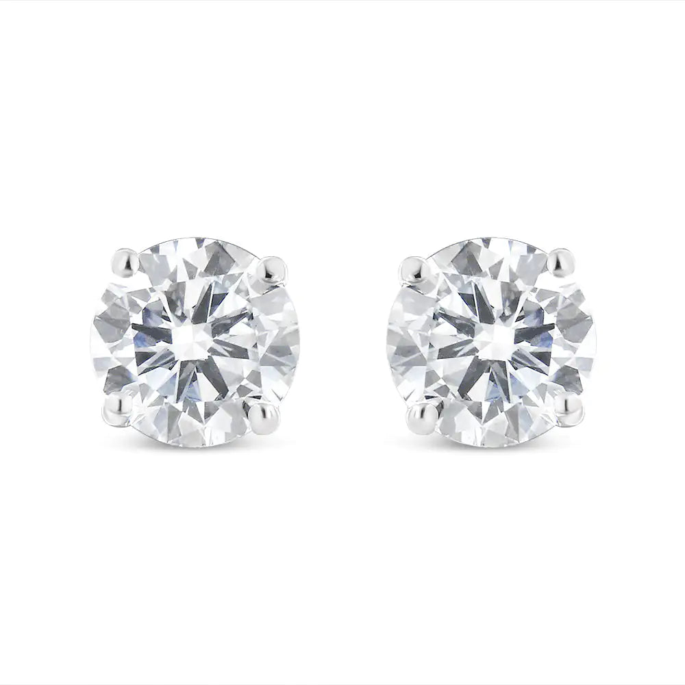 .925 Sterling Silver 1.00 Cttw Round Brilliant-Cut Diamond Classic 4-Prong Stud Earrings with Screw Backs (H-I Color, I1-I2 Clarity)