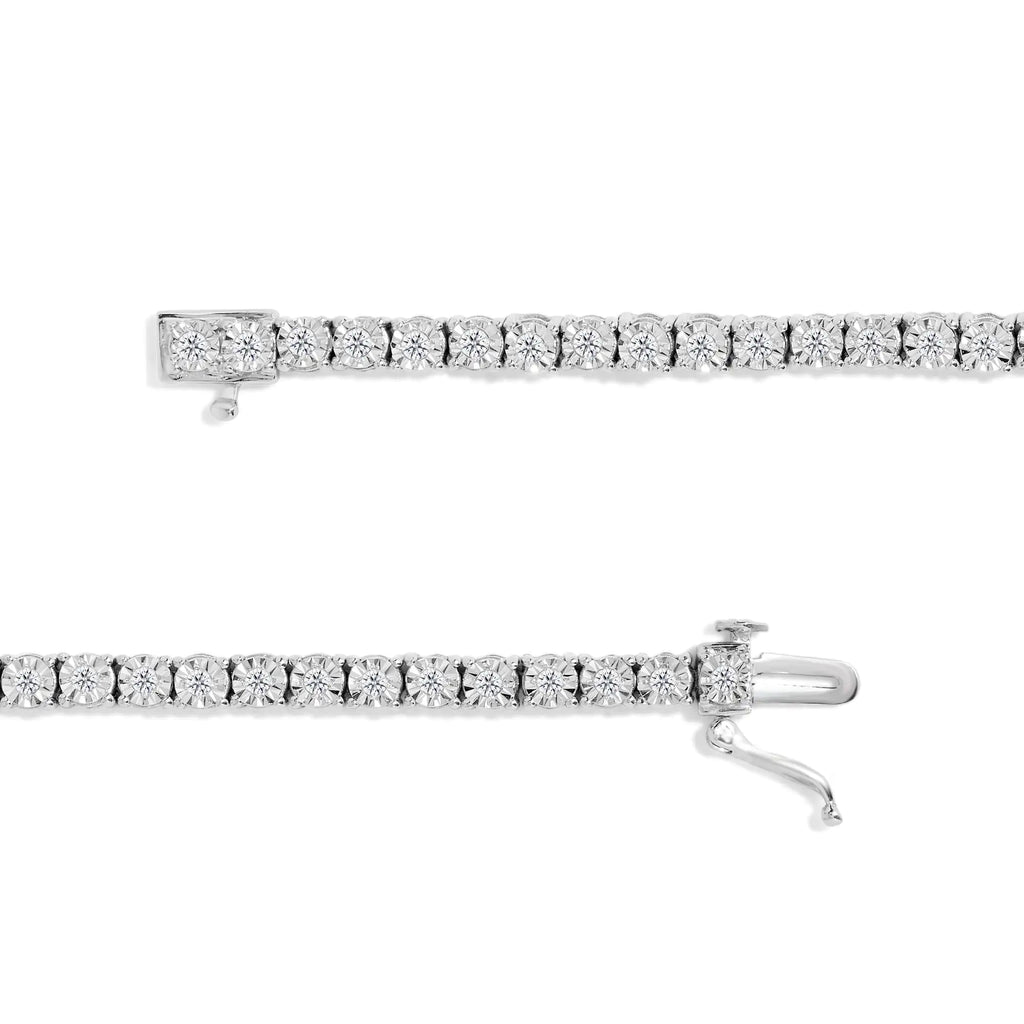 .925 Sterling Silver 1/2 Cttw Diamond Illusion-Set Miracle Plate Tennis Bracelet (I-J Color, I3 Clarity) - 7"
