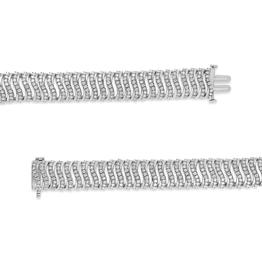 Bracelet à maillons en forme de « S » en argent sterling 925 avec diamants taille ronde de 5,00 ct (couleur IJ, pureté I3) - Taille 7,25