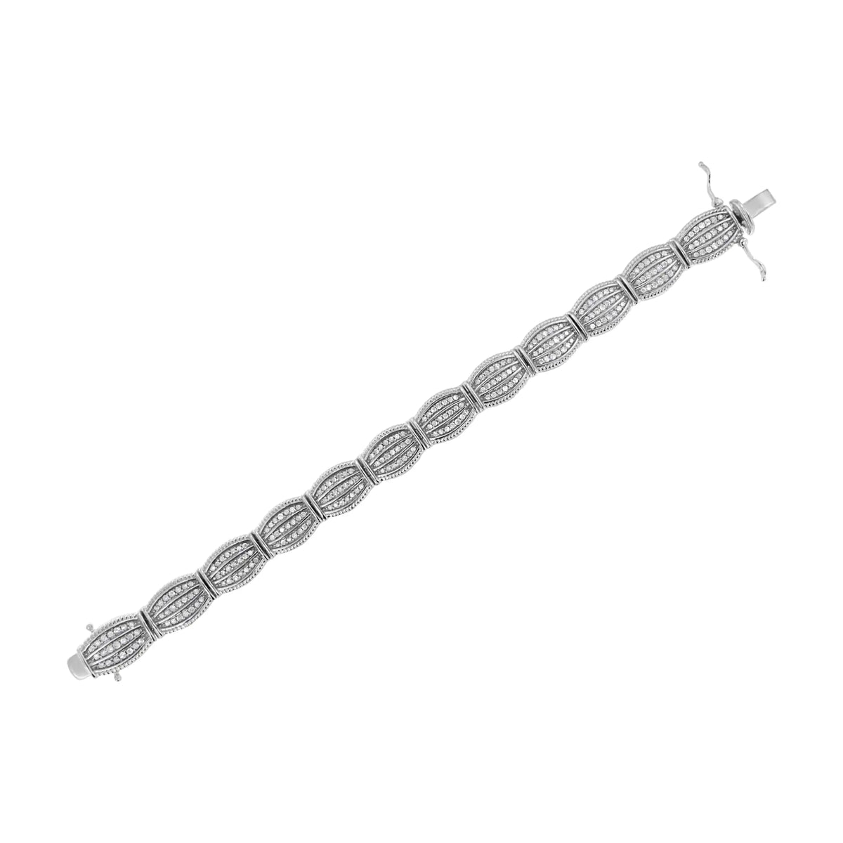 Pulsera de tenis estilo art déco con diamantes engastados en garras de 3,0 ct en plata esterlina 925 (color IJ, claridad I2-I3) - 7,25"
