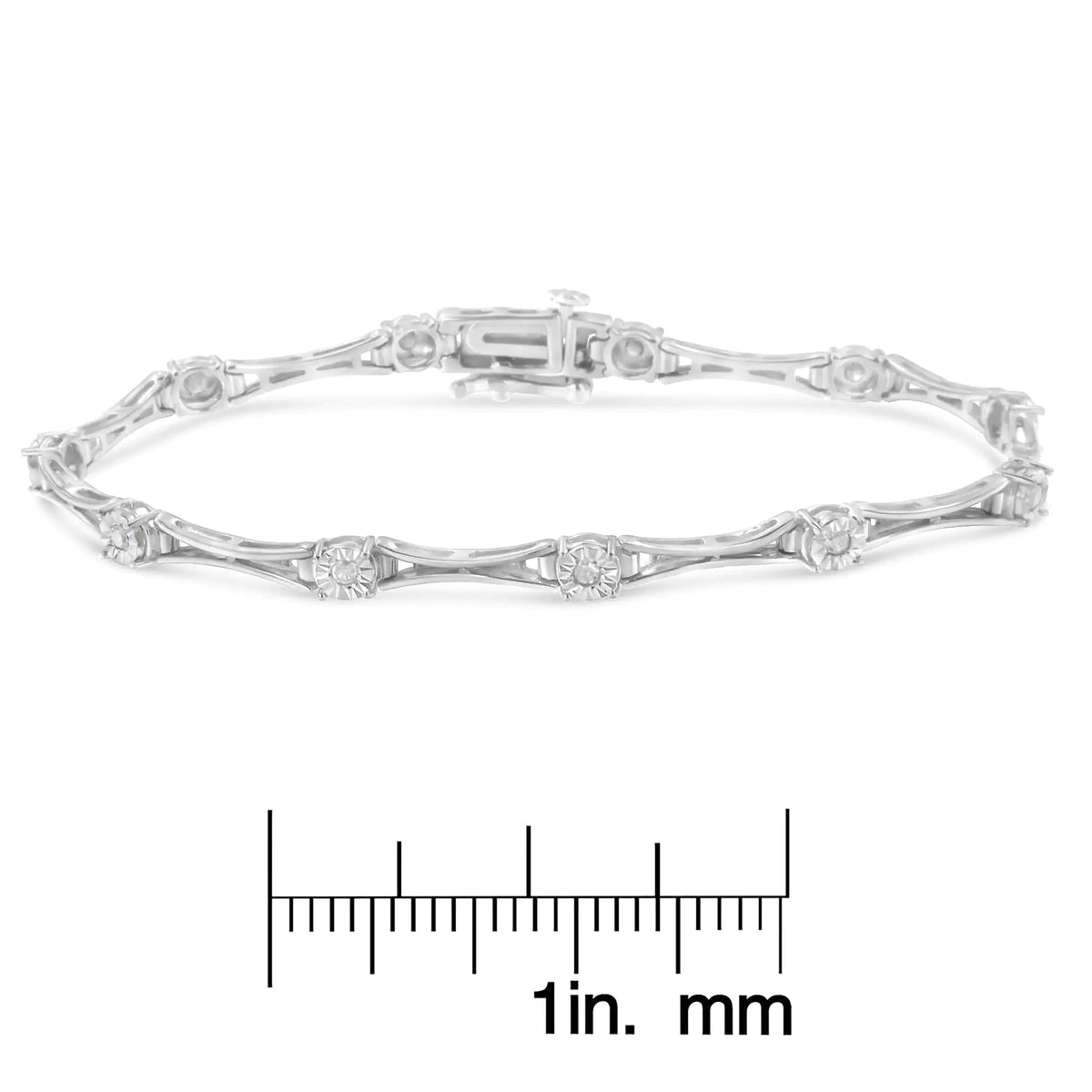Pulsera de tenis de eslabones estilo barra acampanada de 7" con diamantes engastados milagros de 1/4 ct en plata esterlina 925 (color IJ, claridad I3)
