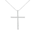 Colgante en forma de cruz con diamantes redondos de 2,0 ct y 1 1/4" de plata de ley 925 con cadena de eslabones (color IJ, claridad I1-I2) - 18"