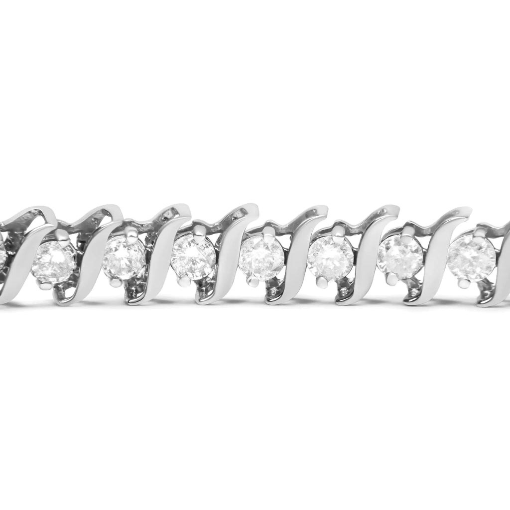 Pulsera de tenis con eslabones en forma de "S" y diamantes de talla redonda de 4,00 ct en plata de ley 925 (color IJ, claridad I3), tamaño 7"