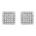 Aros con forma cuadrada y diamantes de talla redonda de 1/6 ct en plata de ley 925 (color IJ, claridad I2-I3)