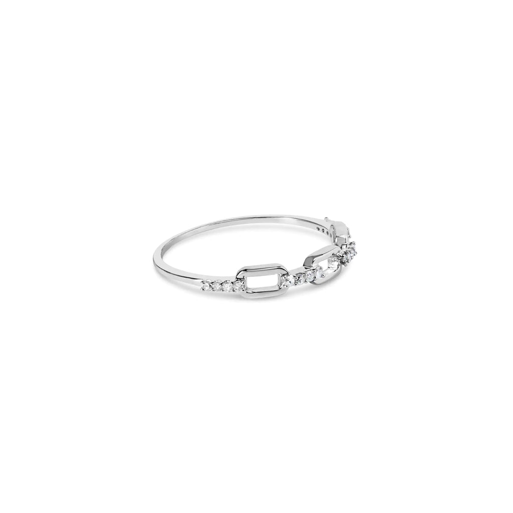 Anillo de plata de ley 925 con detalle de diamantes y banda con clip (color IJ, claridad I2-I3)