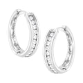 Aros tipo aro con diamantes cultivados en laboratorio de 1/4 ct en plata esterlina 925 (color FG, claridad VS2-SI1)