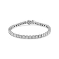 Pulsera de tenis con placa milagrosa engastada con ilusión de diamantes de 3,0 ct en plata esterlina 925 (color IJ, claridad I3) - 7"