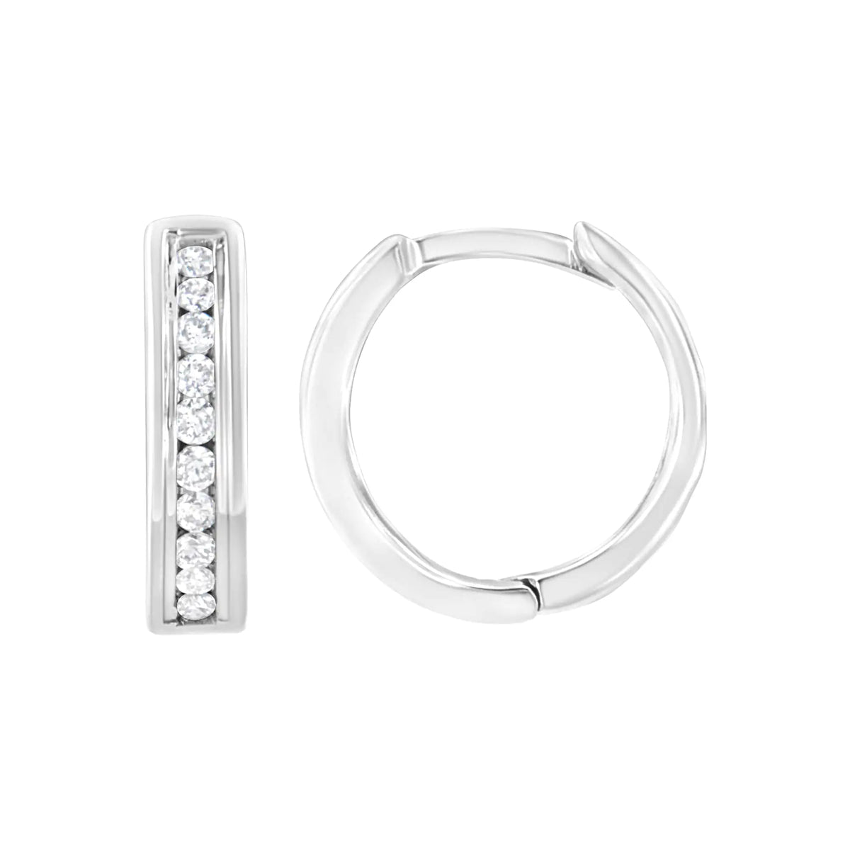 Aros tipo aro con diamantes cultivados en laboratorio de 1/4 ct en plata esterlina 925 (color FG, claridad VS2-SI1)