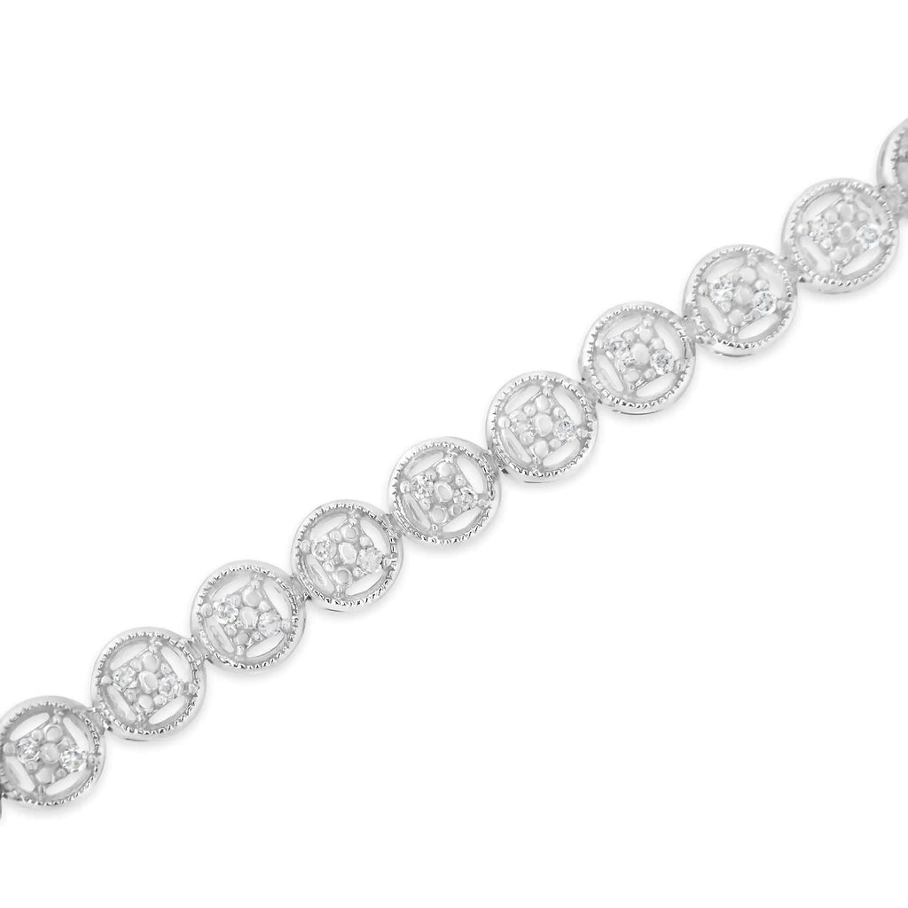Pulsera de tenis con eslabones en forma de rueda de 7" y diamantes de 1/4 ct en plata esterlina 925 (color IJ, claridad I2-I3)