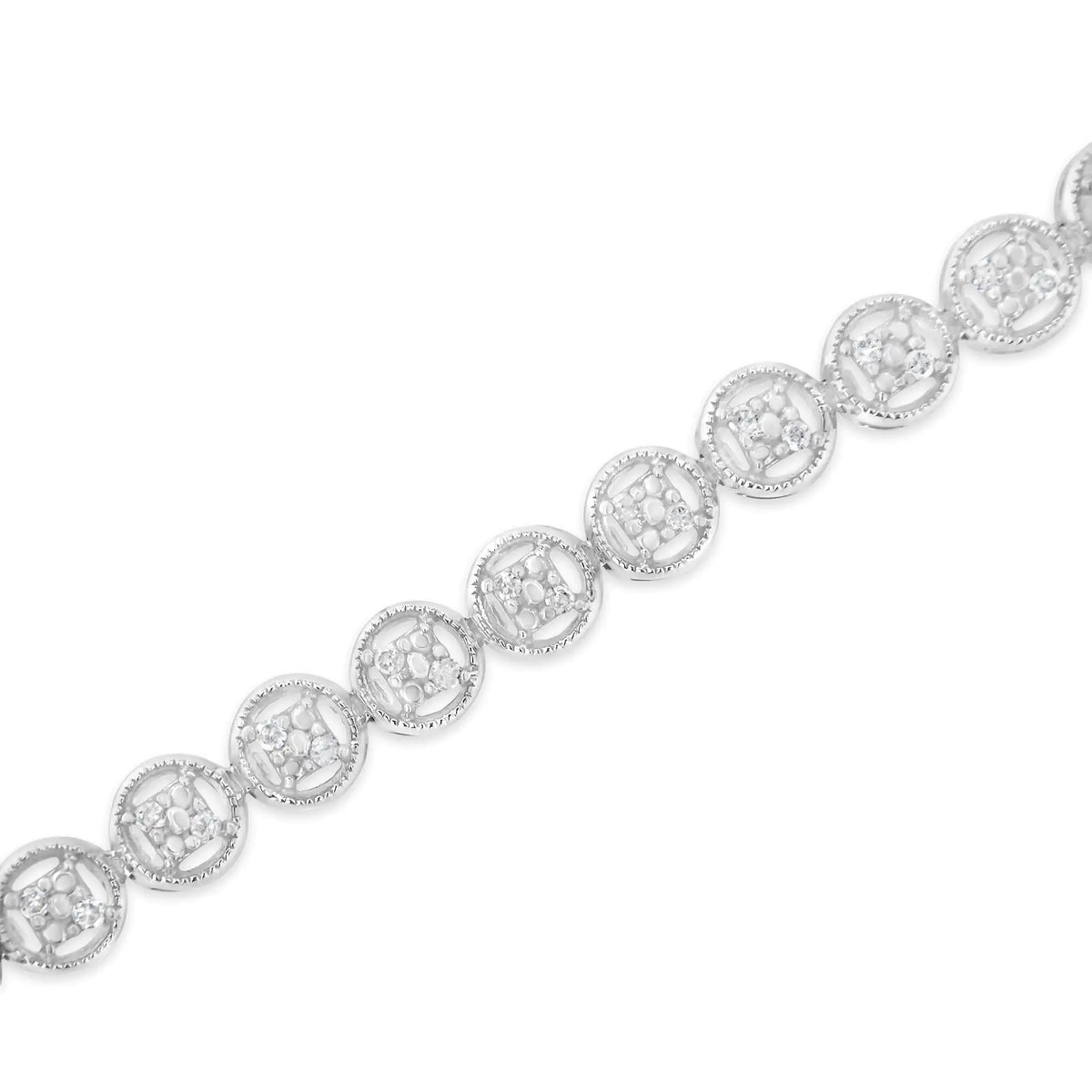 Pulsera de tenis con eslabones en forma de rueda de 7" y diamantes de 1/4 ct en plata esterlina 925 (color IJ, claridad I2-I3)