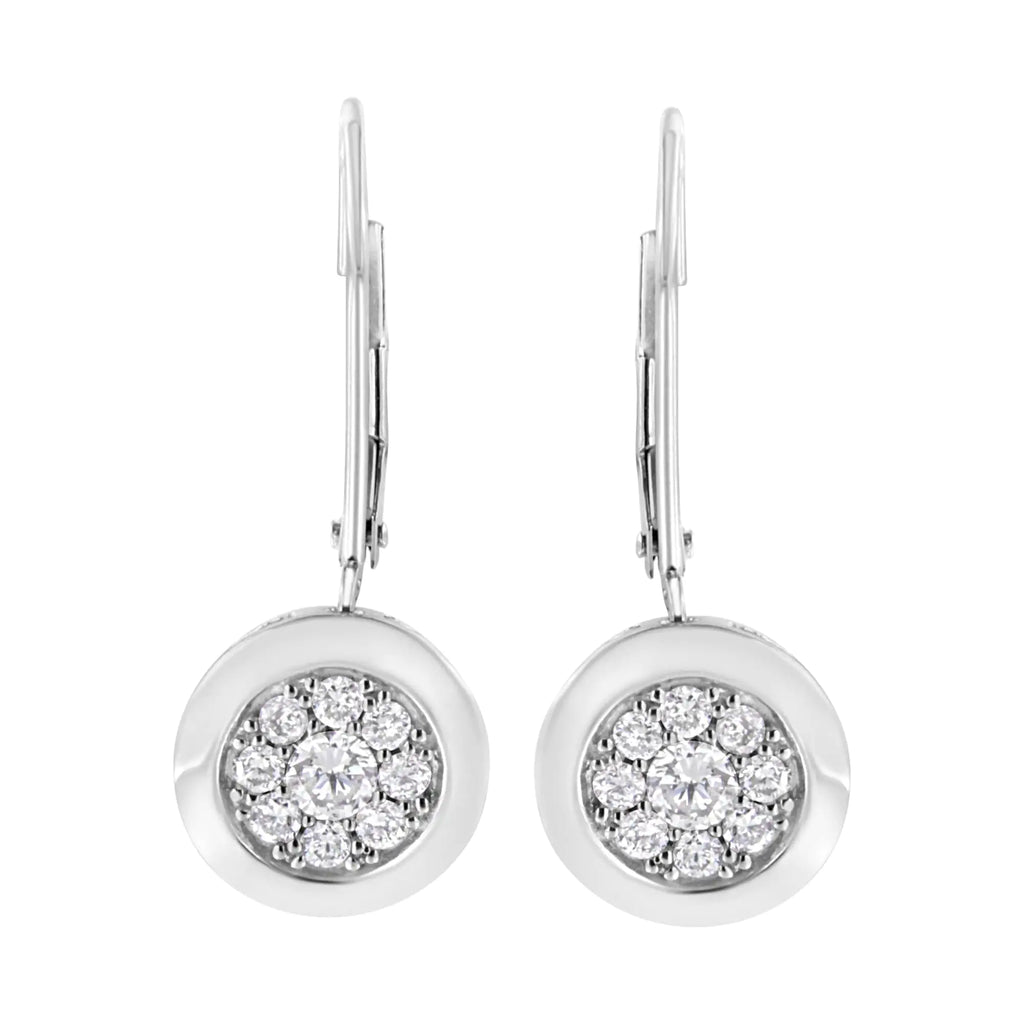 .925 Sterling Silver 3/4 cttw Lab Grown Diamond Cluster Dangle Earring (F-G Color, VS2-SI1 Clarity)
