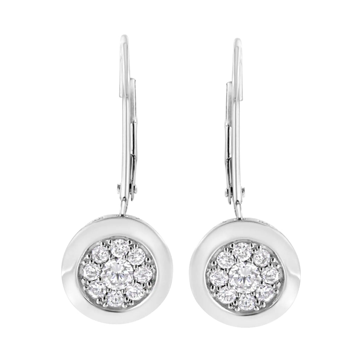Aros colgantes de diamantes cultivados en laboratorio de 3/4 ct en plata esterlina 925 (color FG, claridad VS2-SI1)