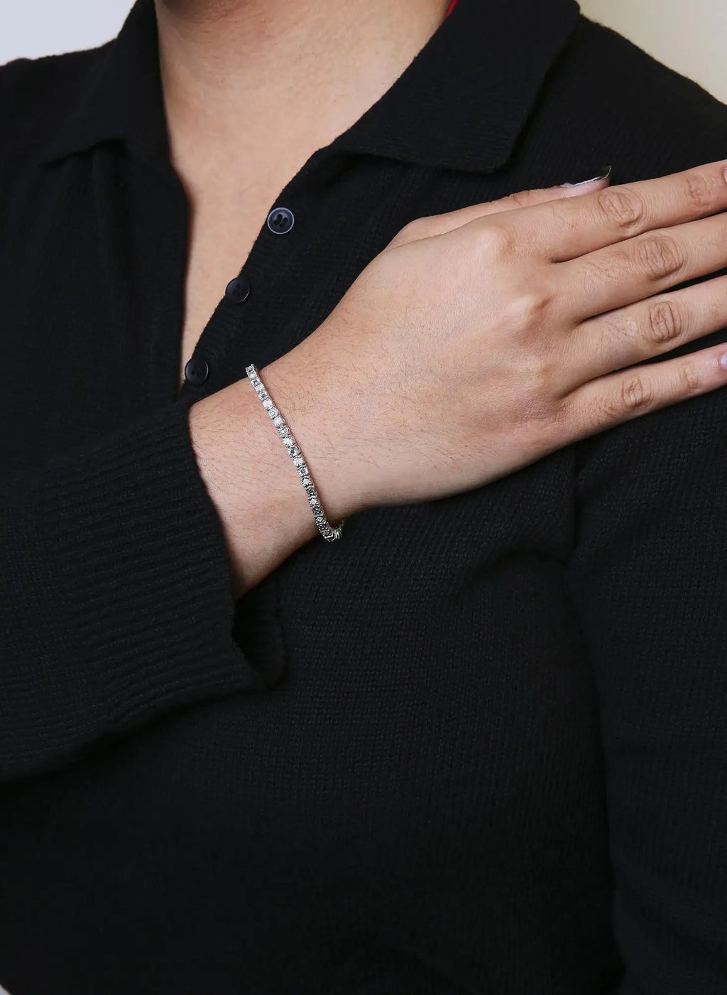 Bracelet de tennis en argent sterling 925 de 1,0 ct avec alternance de diamants blancs ronds et de diamants verts traités ronds (couleur verte et IJ, pureté I3) - Taille 7" pouces