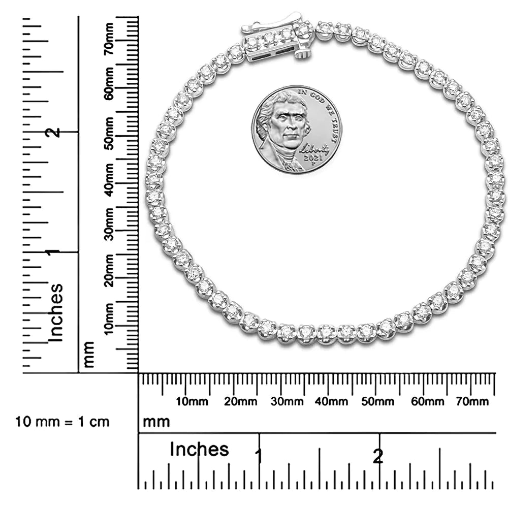 Pulsera de eslabones tipo tenis con diamantes de talla redonda de 2,00 ct en plata de ley 925 (color IJ, claridad I1-I2) - 7,25"