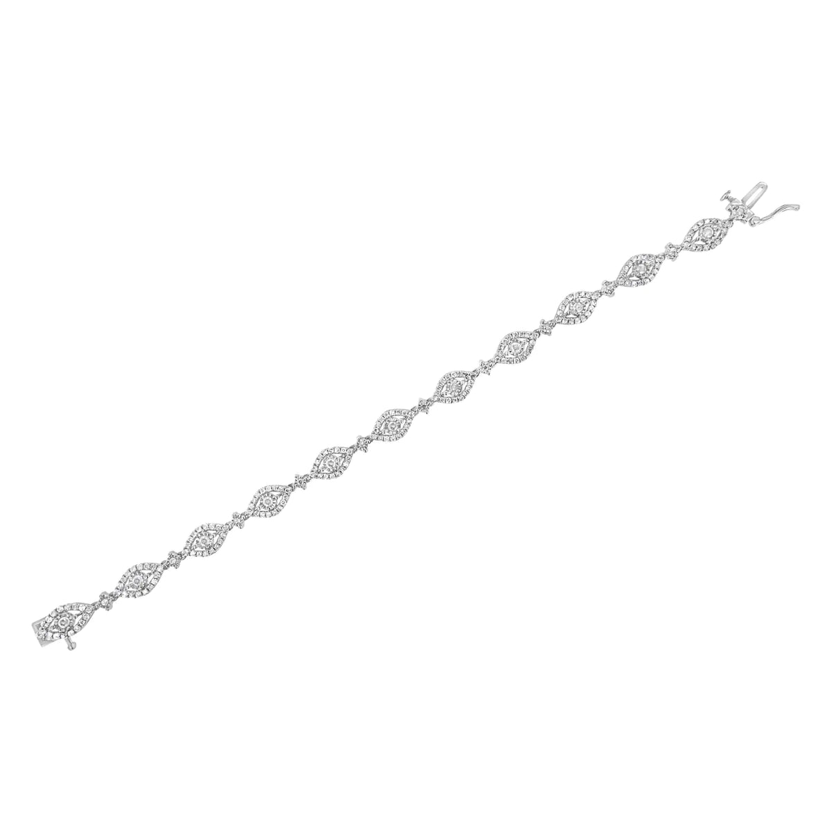 Pulsera de eslabones en bisel y en forma de pera con diamantes de 2 1/2 quilates en plata de ley 925 (color IJ, claridad I2-I3) - 7,5"