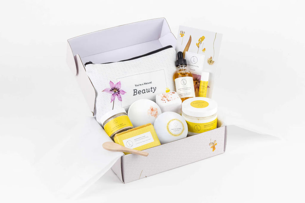 Paquete navideño veraniego: paquete de cuidado, caja de regalo para el cuerpo y el baño natural hecha a mano, regalo de agradecimiento, caja de regalo navideña, caja de spa navideña: juego completo de cítricos con una esponja blanca GRATIS