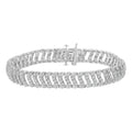 Bracelet à maillons ondulés en forme de « S » en argent sterling 925 avec diamants de 3,0 ct (couleur IJ, pureté I1-I2) - 7,25