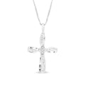 Collar con colgante de cruz con flores de diamantes de 1/4 ct en plata de ley 925 (color IJ, claridad I2-I3)