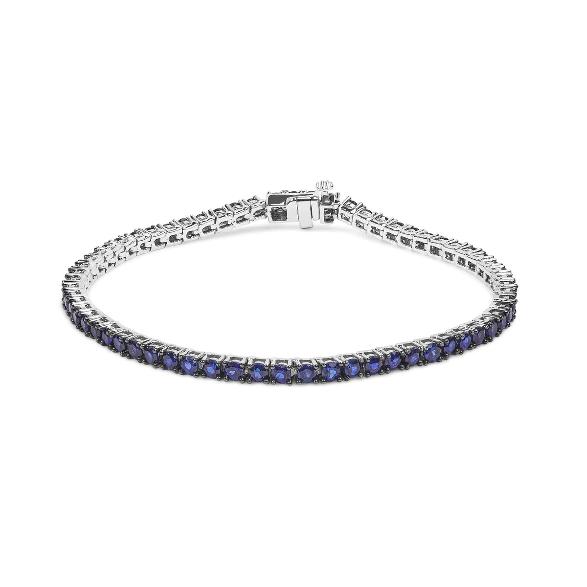 Pulsera de tenis de zafiro azul redondo creado de 5 3/4 quilates en plata de ley 925 (7,25 pulgadas)