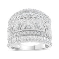 Anillo de plata de ley 925 con borde de diamante de varias filas y 2,0 quilates (color JK, claridad I3)