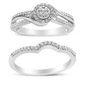 Anillo y banda nupcial con marco de diamantes compuestos de 1/3 ct en plata esterlina 925 (color IJ, claridad I2-I3)