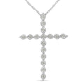 Collar con colgante de cruz de 18" con garras compartidas y diamantes de talla brillante de 1/6 ct en plata esterlina 925 (color IJ, claridad I2-I3)