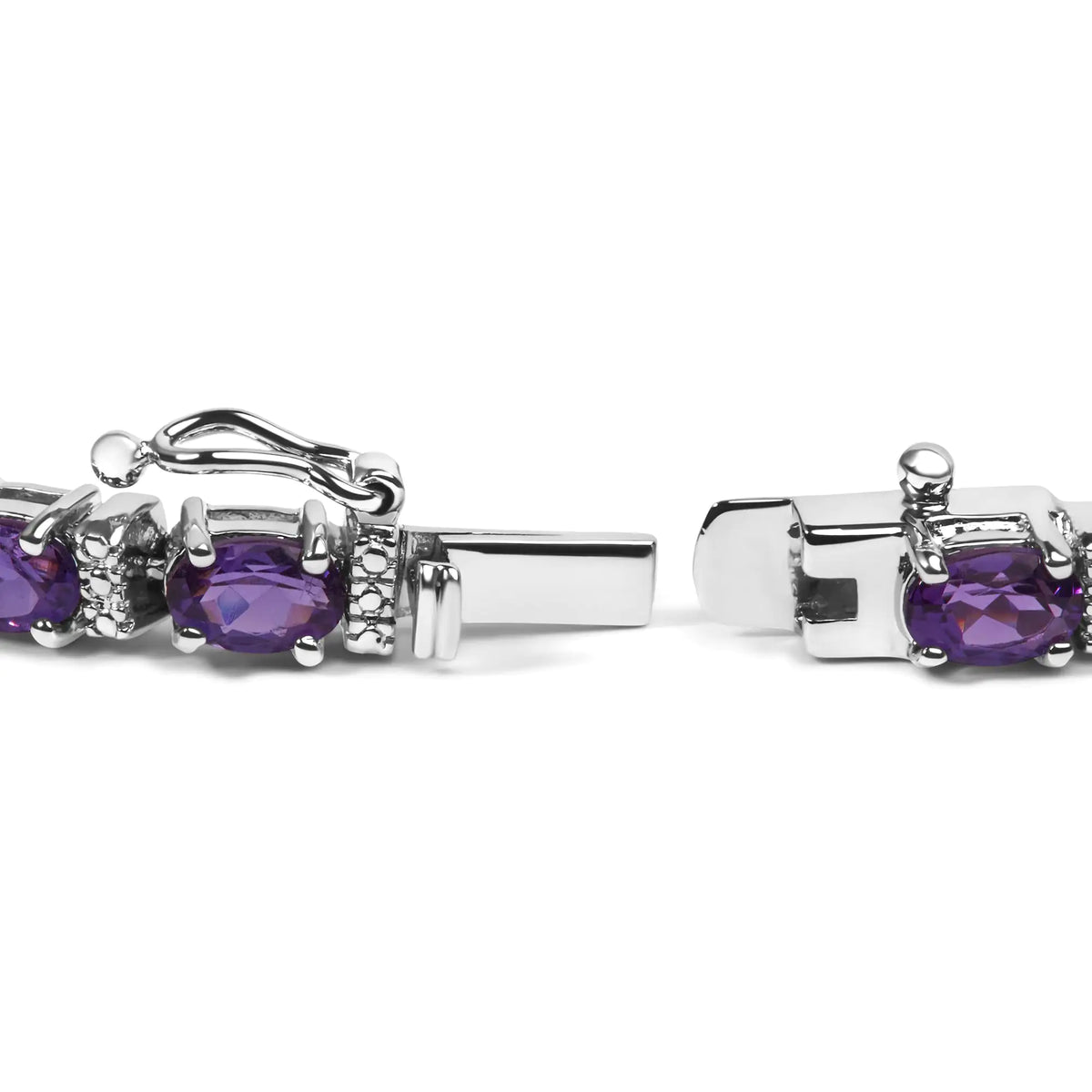 Bracelet tennis en argent sterling 925 avec améthyste ovale alternée et diamant blanc de 9 1/2 ct (couleur IJ, clarté I3) - 7,25 pouces