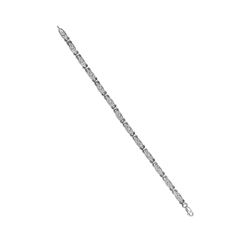 Pulsera de eslabones de diamantes redondos de 1/4 ct en plata de ley 925 (tamaño 7,50 in) (color IJ, claridad I2-I3)
