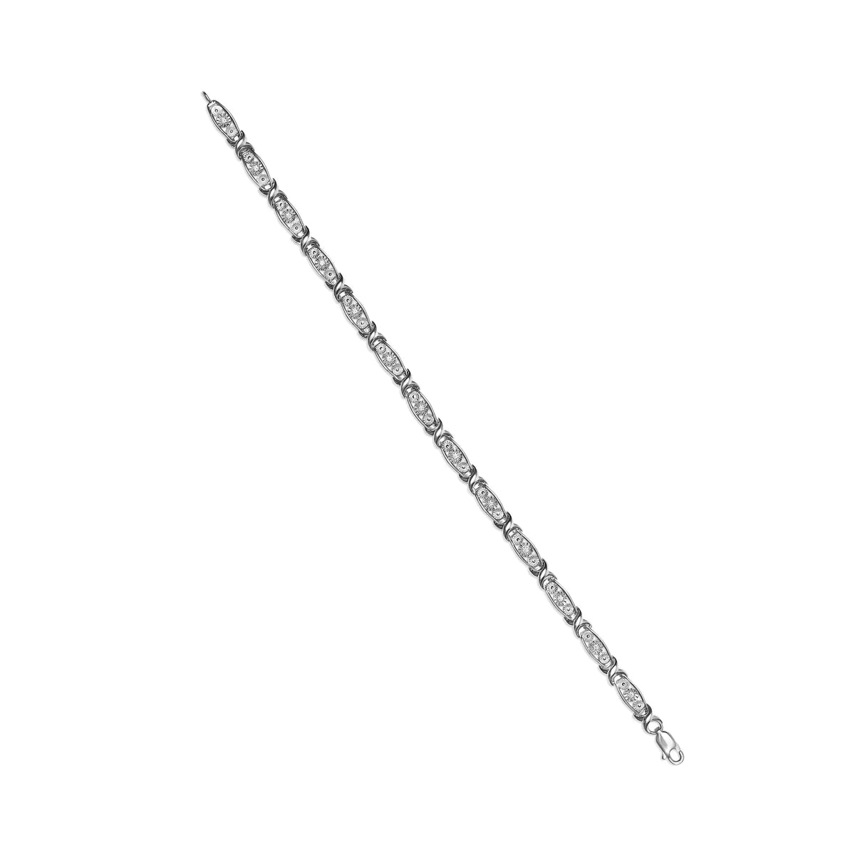 Pulsera de eslabones de diamantes redondos de 1/4 ct en plata de ley 925 (tamaño 7,50 in) (color IJ, claridad I2-I3)