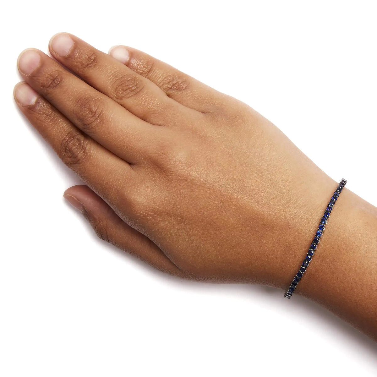 Pulsera de tenis de zafiro azul redondo creado de 5 3/4 quilates en plata de ley 925 (7,25 pulgadas)