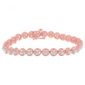 Pulsera de tenis con eslabones en forma de rueda de 7" y diamantes de 1/4 ct en plata esterlina 925 (color IJ, claridad I2-I3)