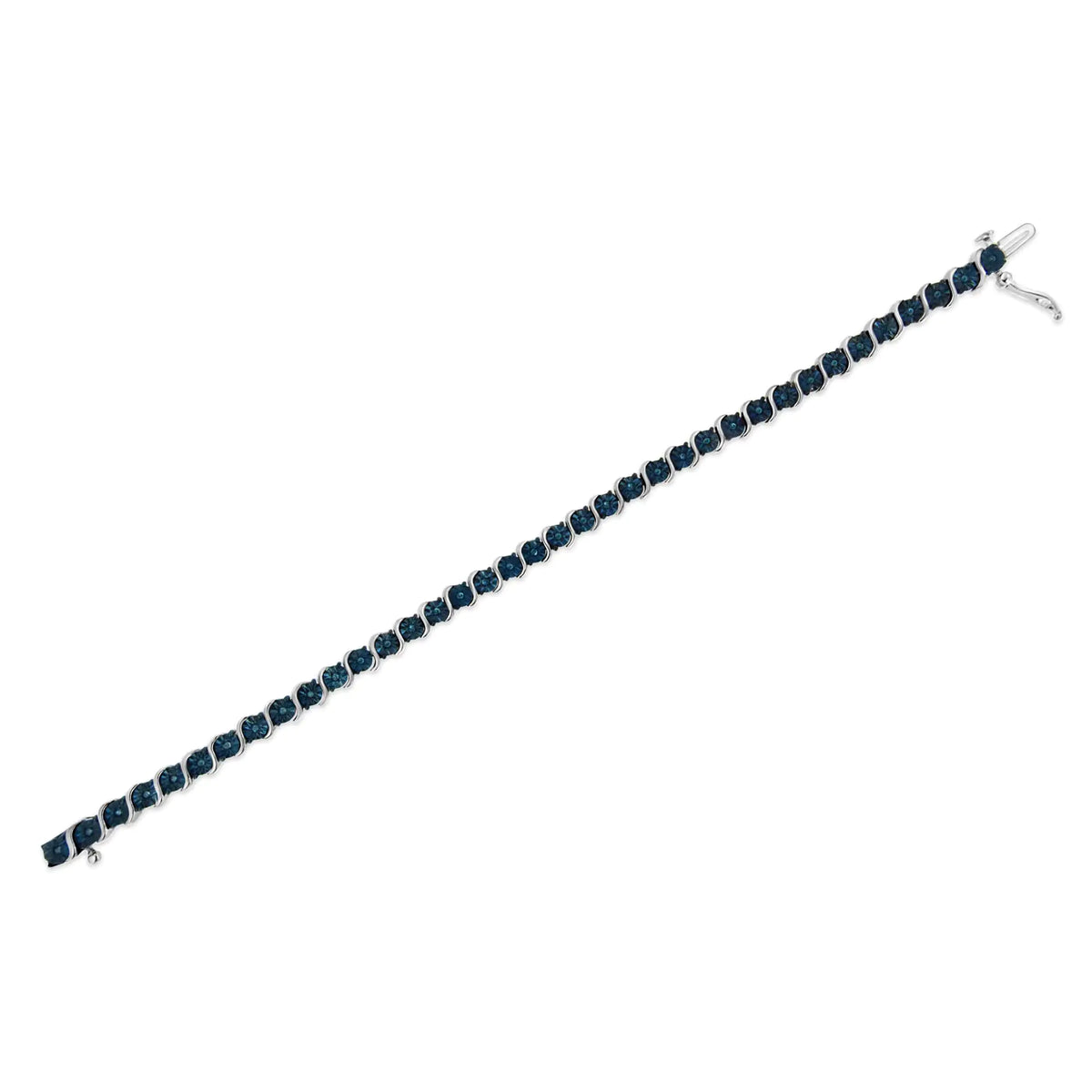 Pulsera de tenis de 7" con diamantes azules tratados de 1/4 ct en plata esterlina 925 (color azul, claridad I1-I2)