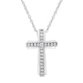 Collier avec pendentif en forme de croix en argent sterling 925 avec diamants cultivés en laboratoire de 1/4 ct (couleur FG, clarté VS2-SI1)